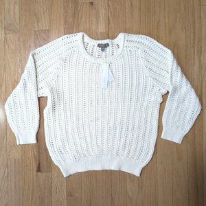 LILLA P Open Stitch Raglan Sweater in Ivory Size S (NEW WITH TAGS)